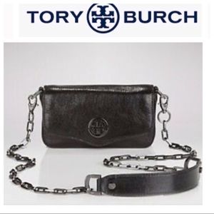 TORY BURCH BLACK LEATHER CHAIN STRAP CROSSBODY BAG